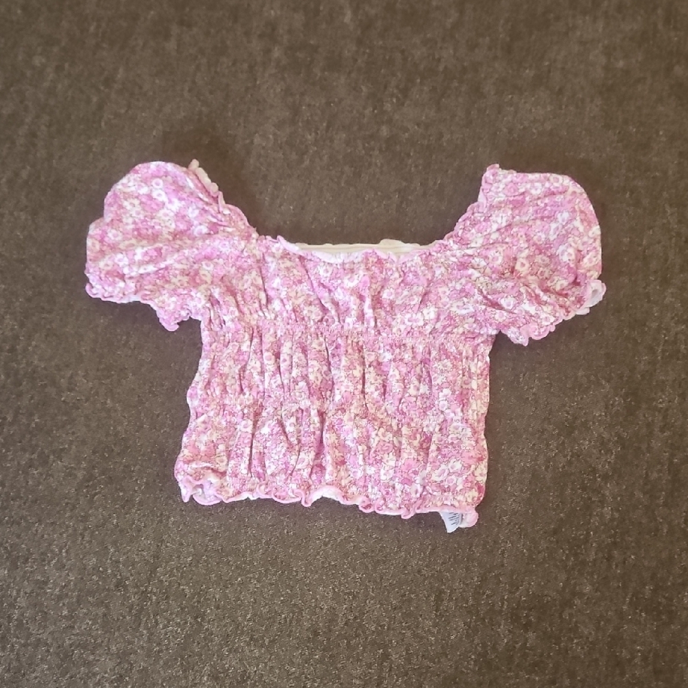 GAP Kids Pink Smocked Blouse with Puff Sleeves